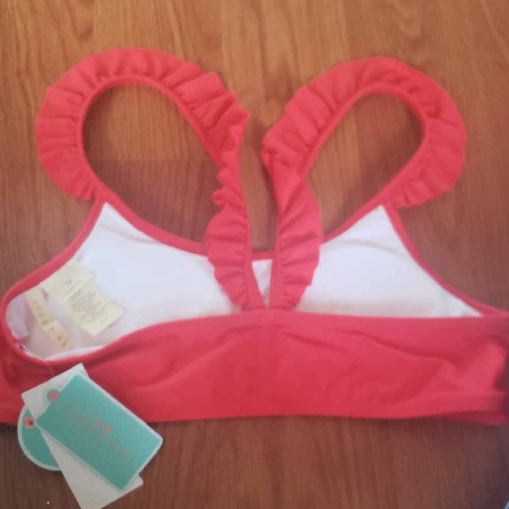 Brand New Copper Key Red Ruffled Swimsuit Top ♡ - Picture 2 of 5